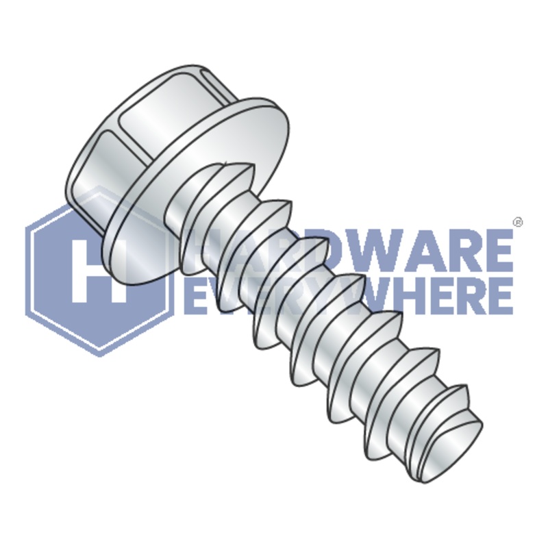 8-16 X 1/4 Thread Forming Screws / Unslotted / Hex Washer Head / Steel / Zinc / Plastite (Blunt Tip) Alternate 48-2