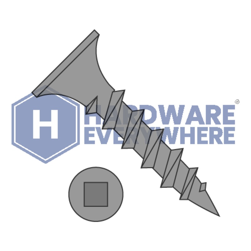 8 x 1-1/2 DRYWALL SCREWS / Square / Bugle Head / Steel / Black Phosphate / Coarse Thread