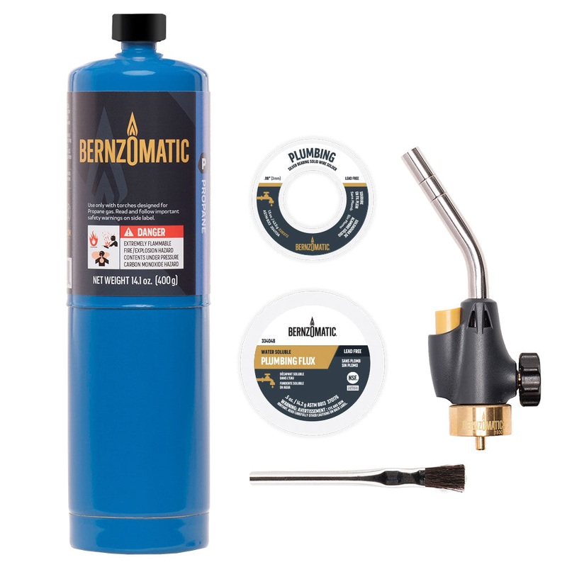 BernzOmatic WPK2301 Utility Torch Plumbing Kit, Propane Gas, Adjustable, Pencil Point, Webbed Flame, 14.1 oz Gas