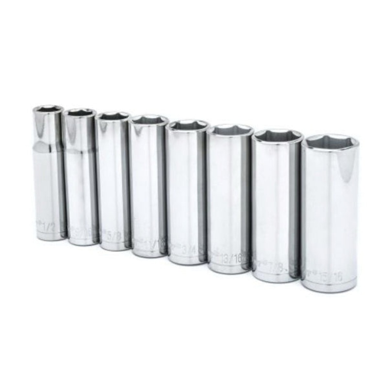 CRESCENT CSAS2N Socket Set, 1/2 in Drive, System of Measurement: Imperial, 6 -Point, 8 -Piece