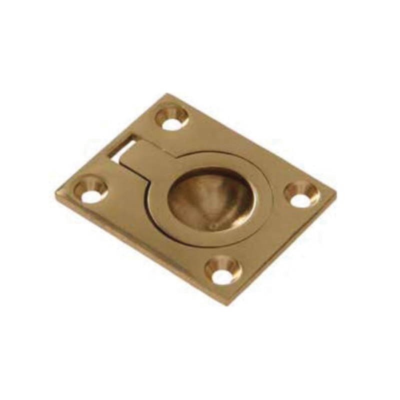 HARDWARE ESSENTIALS 853014 Flush Ring Pull, Brass, Bright Brass