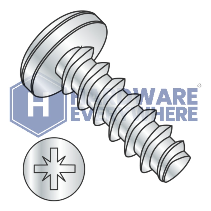 M3 X 8 Thread Forming Screws / Pozi / Pan Head / Steel / Zinc / Plastite (Blunt Tip) Alternate 48-2