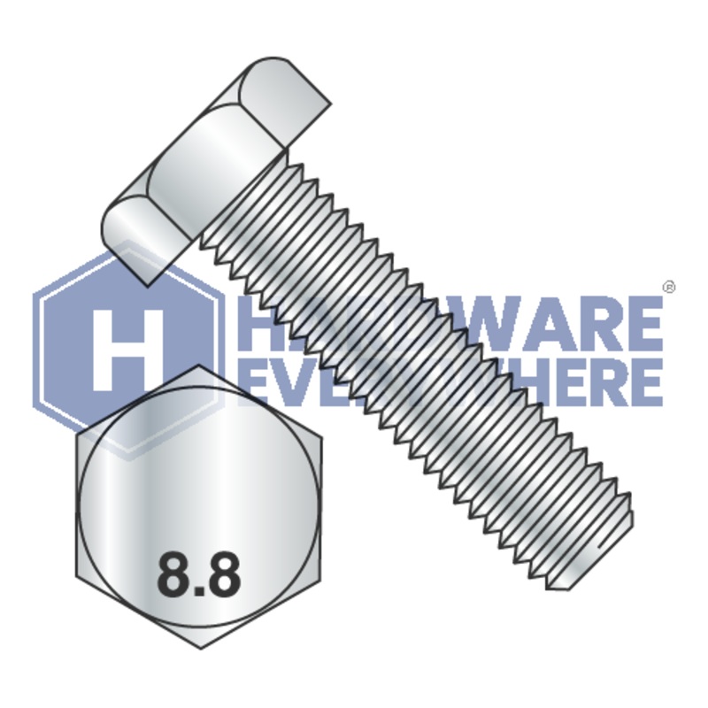 M8 x 50 METRIC HEX CAP SCREWS / Grade 8.8 / Zinc