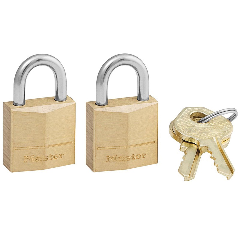 Master Lock 120T Solid Body Padlock, 5/32 in Dia Shackle, Keyed Alike Locking Mechanism, Brass/Steel, Gold