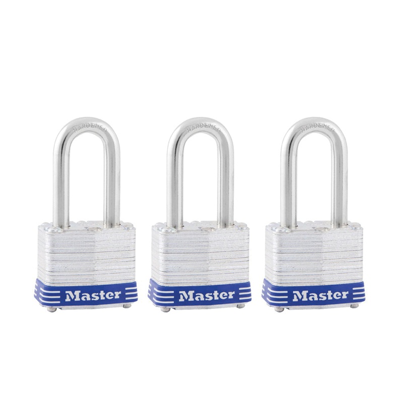 Master Lock 3TRILF Keyed Alike Padlock, 9/32 in Dia Shackle, 4-Pin Tumbler Locking Mechanism, Steel