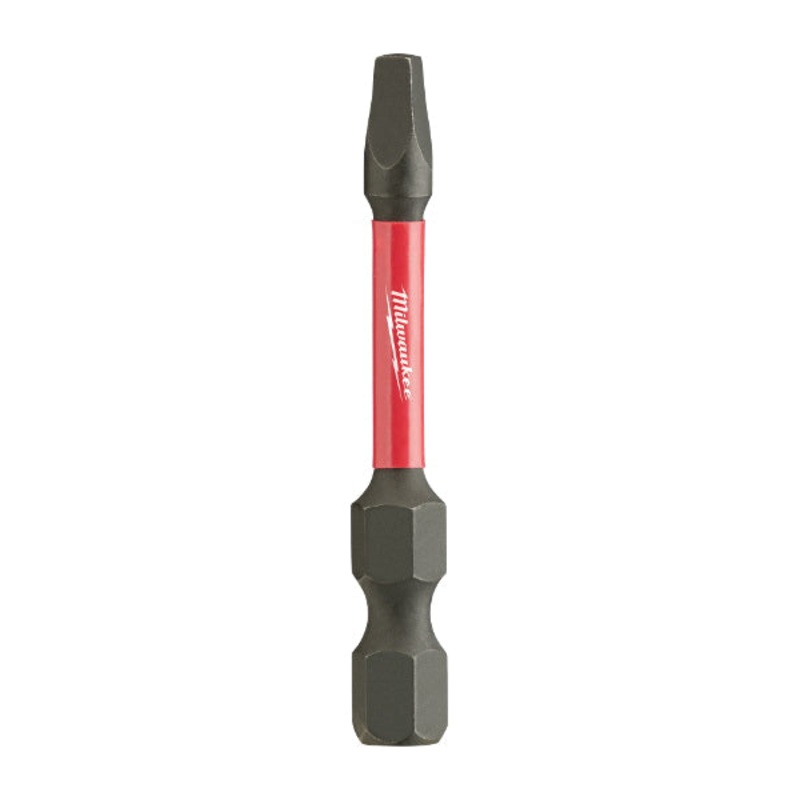 Milwaukee SHOCKWAVE 48-32-4472 Power Bit, Square Point, #2 Point, 2 in OAL, 1/4 in Shank, Single End, Alloy Steel
