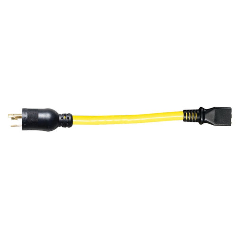 Voltec 04-0092N Heavy-Duty Locking Plug to U-Ground Connector, 1 ft OAL, 15 A, 12 AWG Wire, Yellow