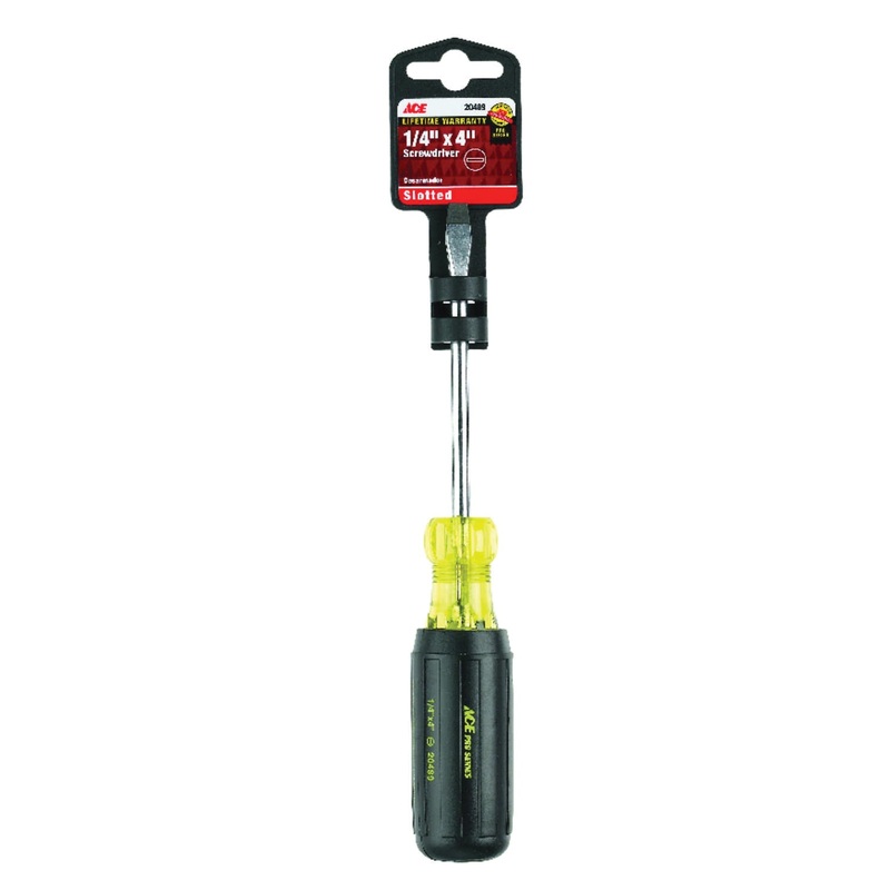 ACE 20489AHT Screwdriver, Slotted Point, 1/4 in Point, 8.27 in OAL, Comfort Grip Handle