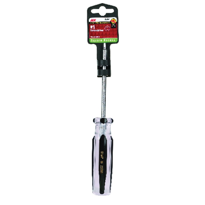 ACE 23761A Screwdriver, Square Recess Point, #1 Point, 8.07 in OAL, Comfort Grip Handle