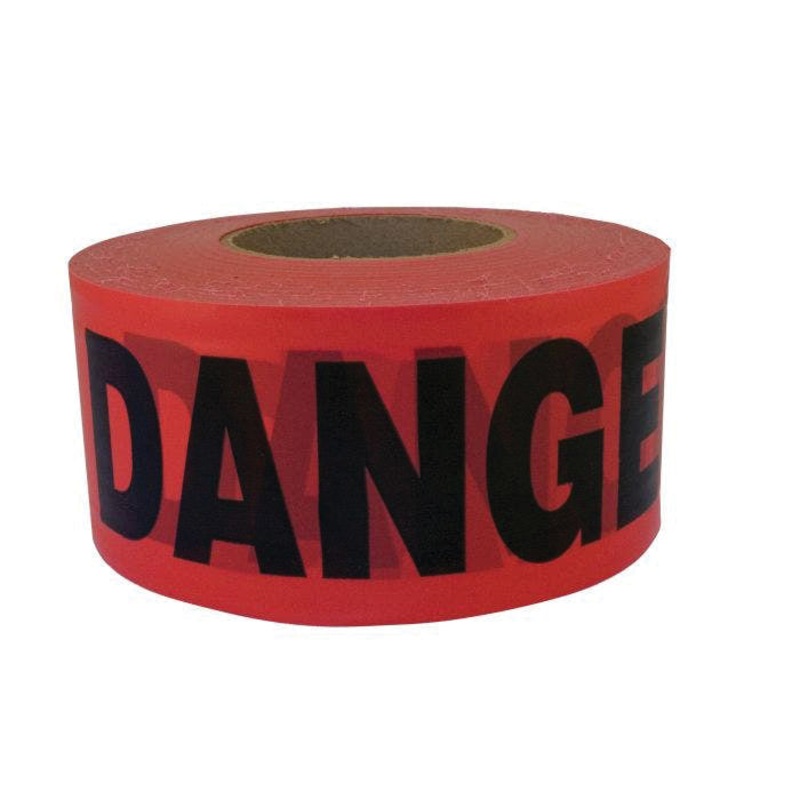 C.H.HANSON 19005 Barricade Tape, 1000 ft L, 3 in W, 1.5 mil Thick, DANGER, Red Tape, Black Legend