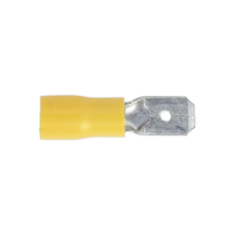 Sealey Push-On Terminal 6.3mm Male Yellow Pack of 100