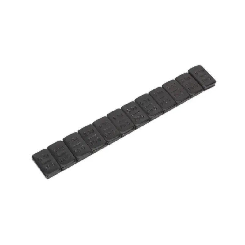 Sealey Wheel Weight 5g Adhesive Zinc Plated Steel Black Strip of 12 Pack of 50