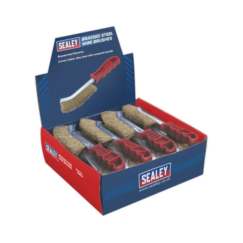 Sealey Wire Brush Brassed Steel Plastic Handle Display Box of 24