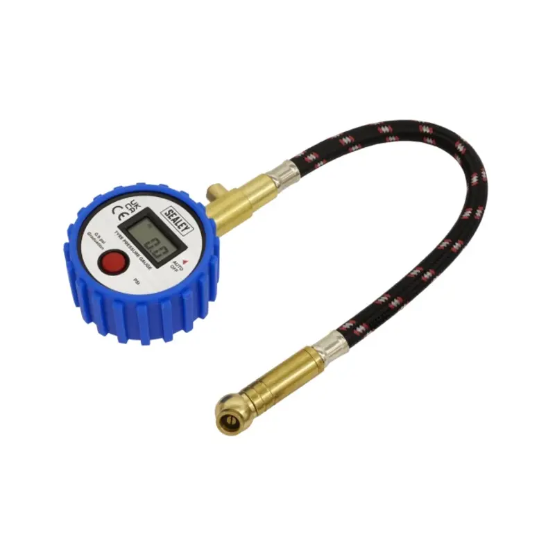 Sealey Tyre Pressure Gauge Digital with Leader Hose & Quick Release 0-100psi