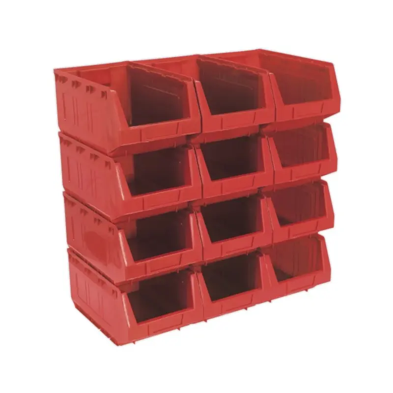 Sealey Plastic Storage Bin 210 x 355 x 165mm - Red Pack of 12