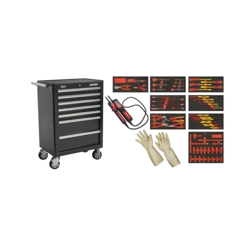 Sealey 63pc Insulated Tool Kit with 7 Drawer Rollcab