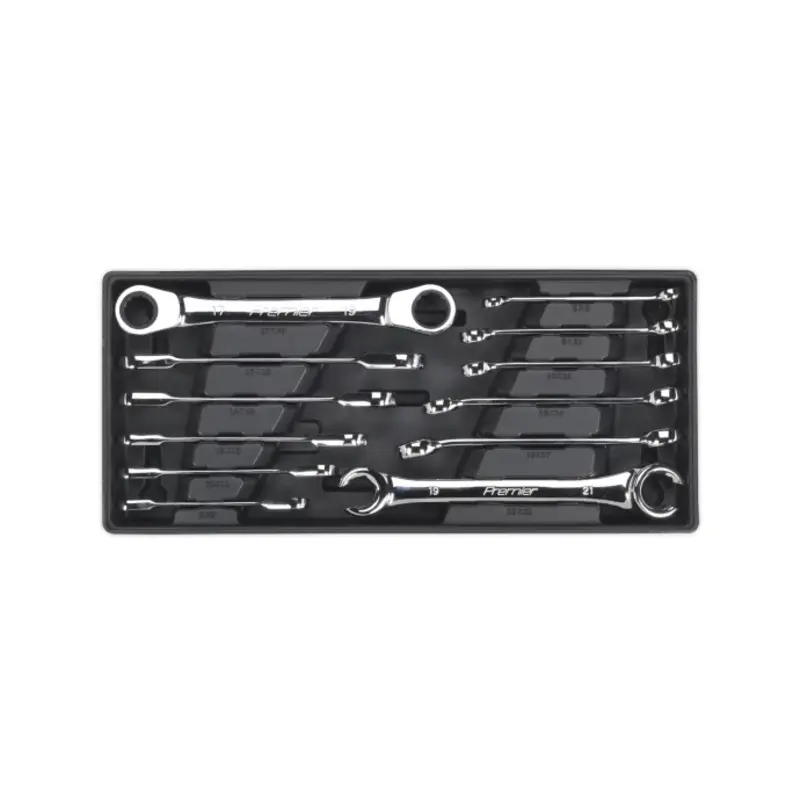 Sealey Tool Tray with Flare Nut & Ratchet Ring Spanner Set 12pc