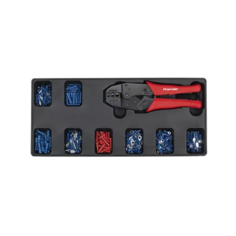 Sealey Tool Tray with Ratchet Crimper & 325 Assorted Insulated Terminal Set
