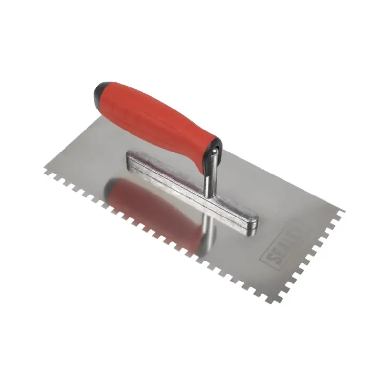 Sealey Stainless Steel 270mm Notch Trowel - Rubber Handle - 6mm