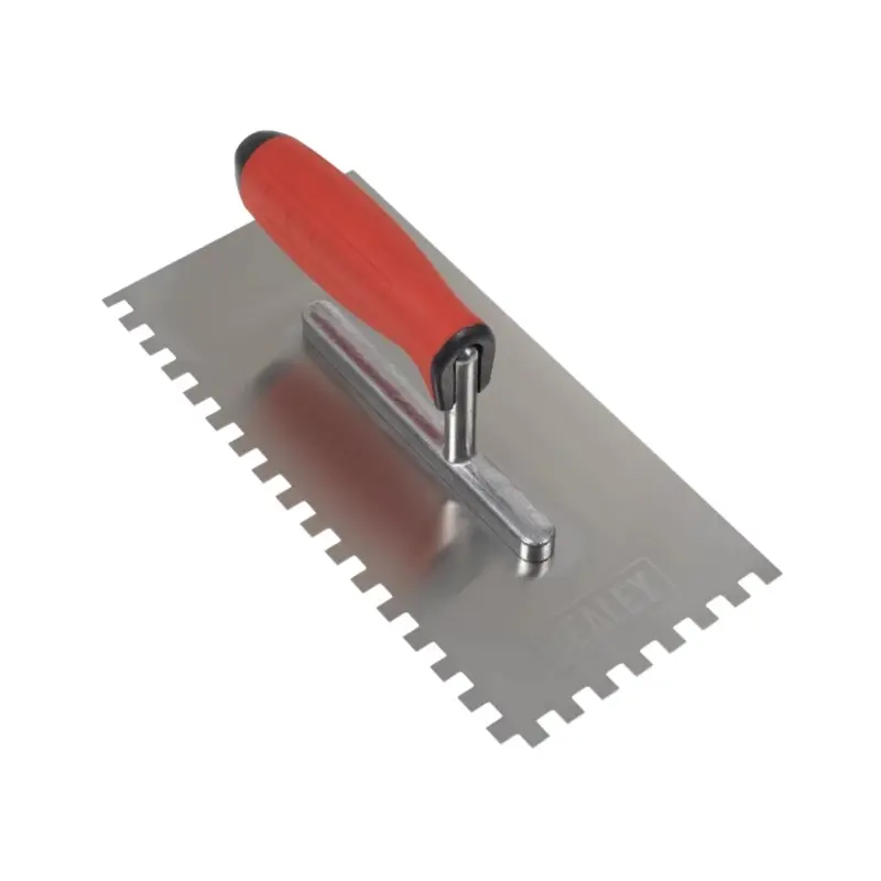 Sealey Stainless Steel 270mm Notch Trowel - Rubber Handle - 8mm