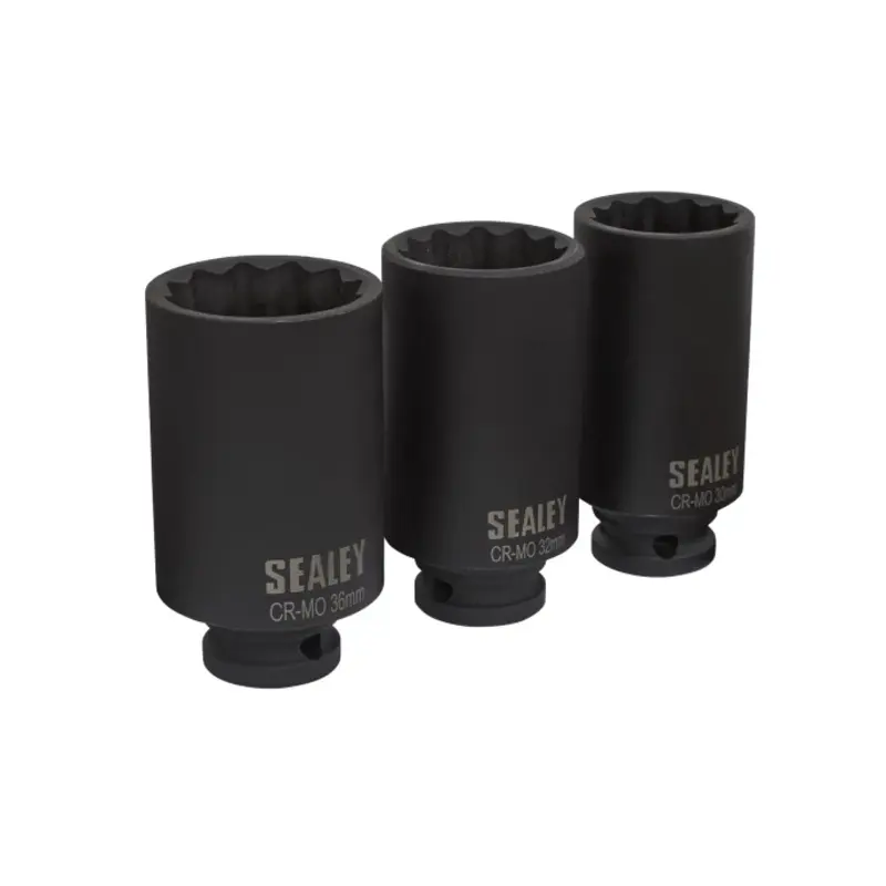 Sealey Impact Hub Nut Socket Set 3pc 12-Point 1/2"Sq Drive