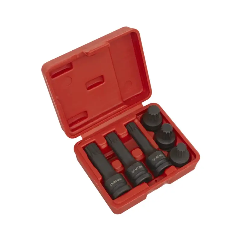 Sealey Impact Spline Socket Bit Set 6pc 1/2"Sq Drive