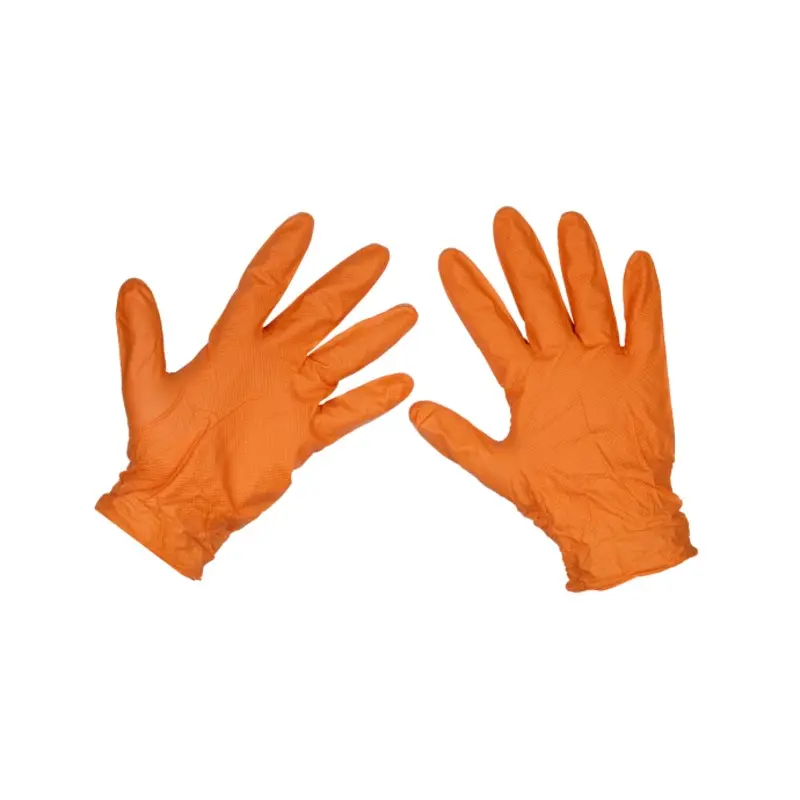 Sealey Orange Diamond Grip Extra-Thick Nitrile Powder-Free Gloves X-Large - Pack of 50