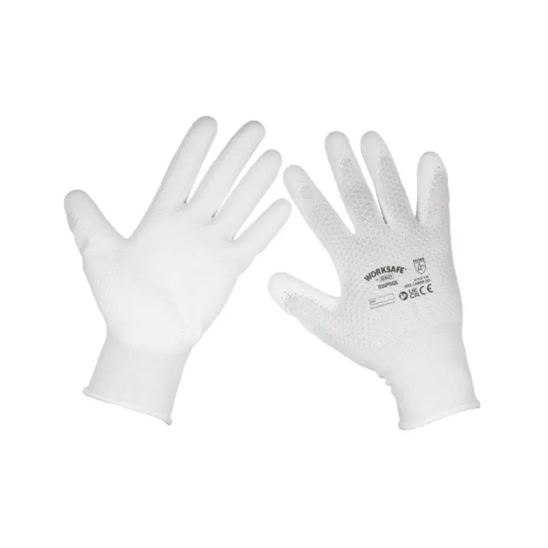 Sealey White Precision Grip Gloves Large  Pair