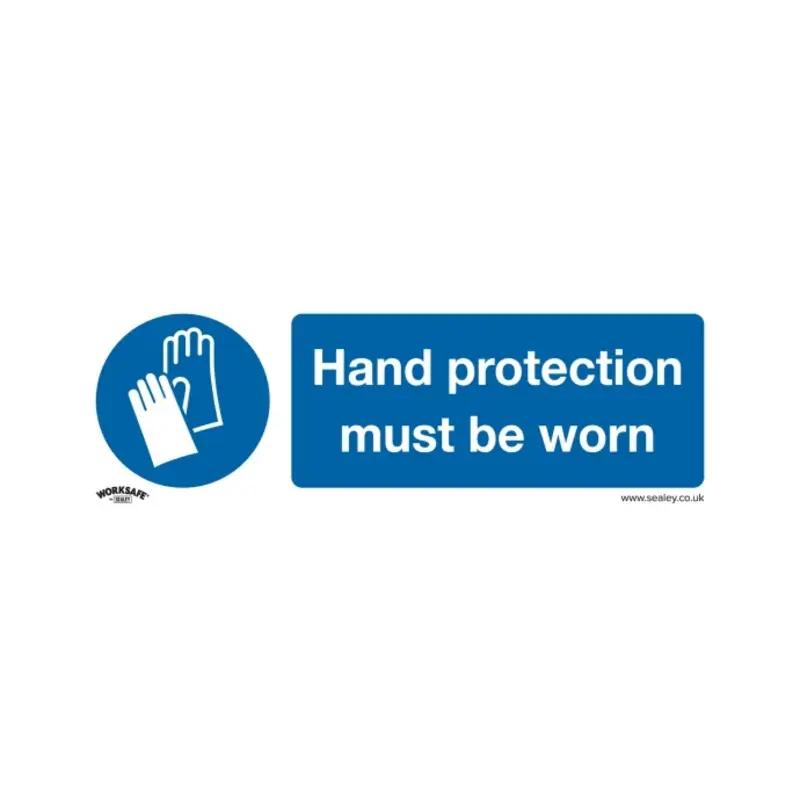 Sealey Mandatory Safety Sign - Hand Protection Must Be Worn - Self-Adhesive Vinyl