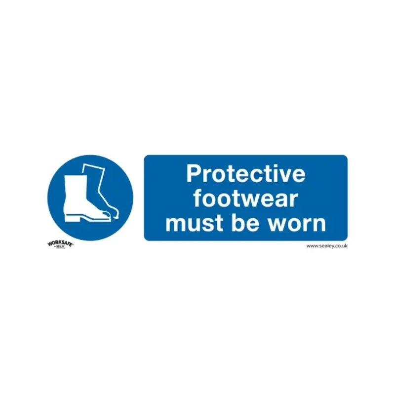 Sealey Mandatory Safety Sign - Protective Footwear Must Be Worn - Rigid Plastic