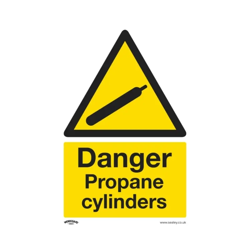 Sealey Warning Safety Sign - Danger Propane Cylinders - Rigid Plastic - Pack of 10
