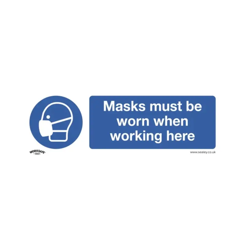 Sealey Mandatory Safety Sign - Masks Must Be Worn - Rigid Plastic - Pack of 10