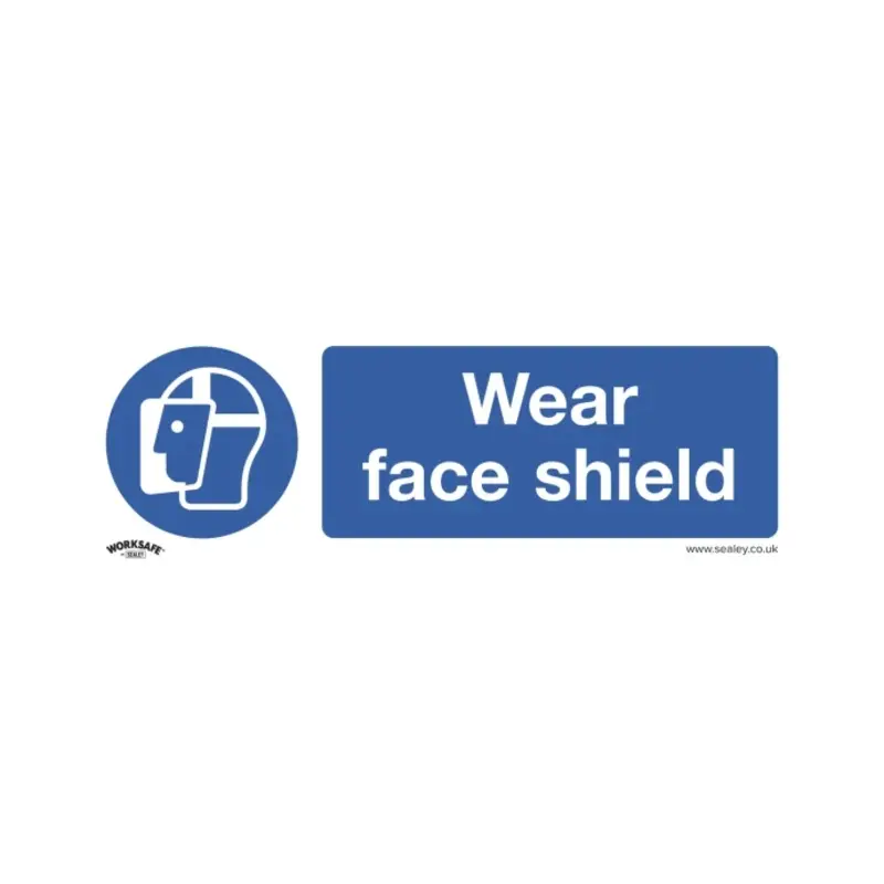 Sealey Mandatory Safety Sign - Wear Face Shield - Self-Adhesive Vinyl - Pack of 10
