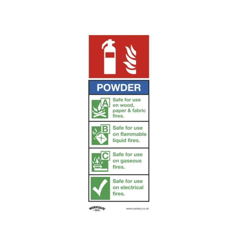 Sealey Safe Conditions Safety Sign - Powder Fire Extinguisher - Rigid Plastic - Pack of 10