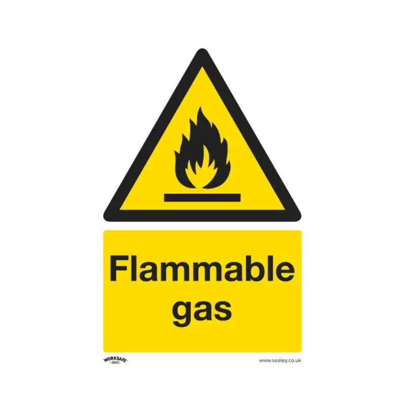 Sealey Warning Safety Sign - Flammable Gas - Rigid Plastic - Pack of 10