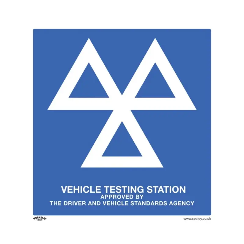 Sealey Warning Safety Sign - MOT Testing Station - Rigid Plastic - Pack of 10