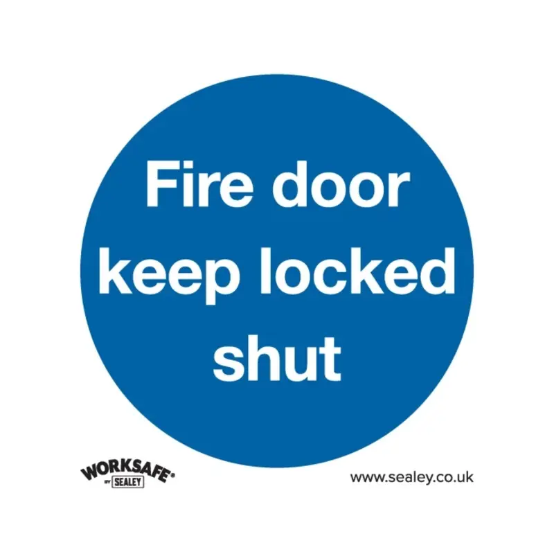 Sealey Mandatory Safety Sign - Fire Door Keep Locked Shut - Rigid Plastic