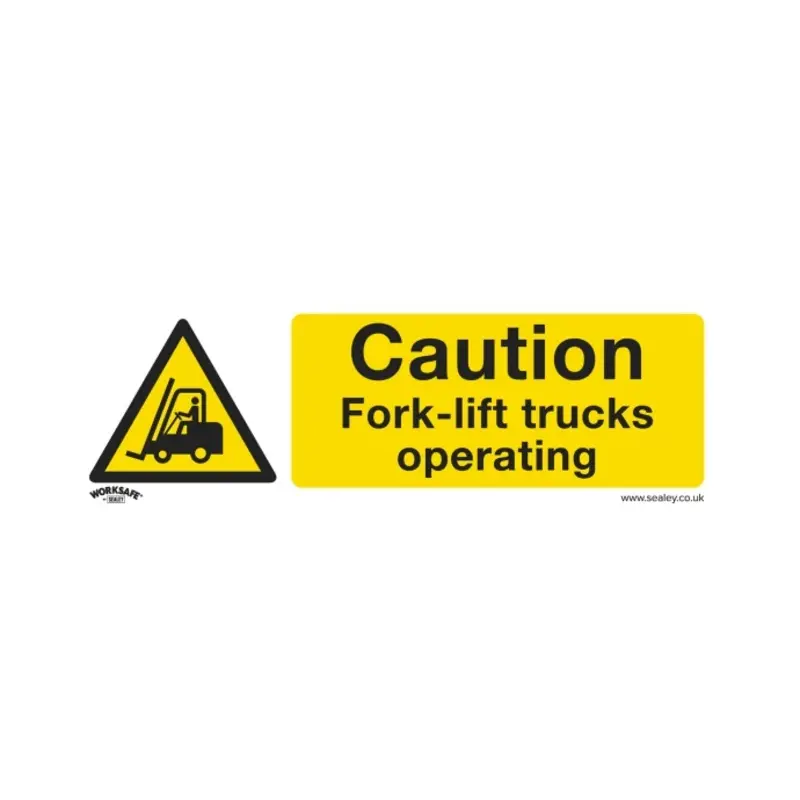 Sealey Warning Safety Sign - Caution Fork-Lift Trucks - Rigid Plastic - Pack of 10