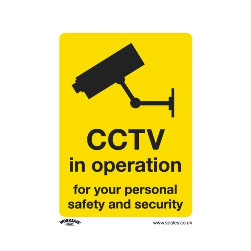 Sealey Warning Safety Sign - CCTV - Rigid Plastic - Pack of 10