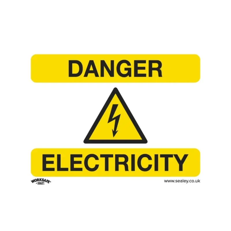 Sealey Warning Safety Sign - Danger Electricity - Rigid Plastic - Pack of 10