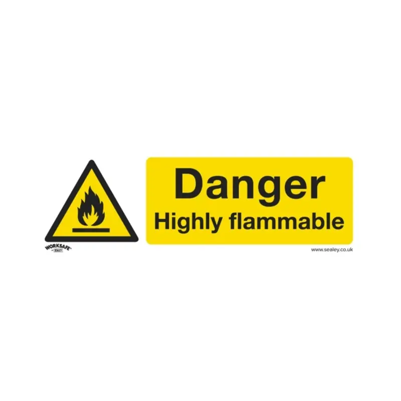 Sealey Warning Safety Sign - Danger Highly Flammable - Rigid Plastic
