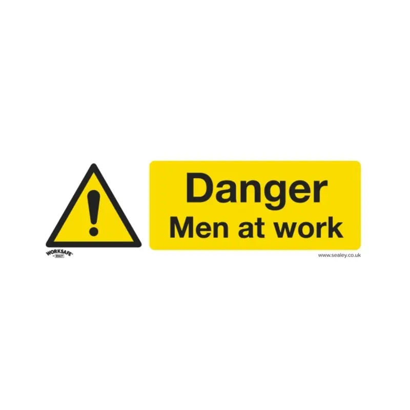 Sealey Warning Safety Sign - Danger Men At Work - Self-Adhesive Vinyl - Pack of 10