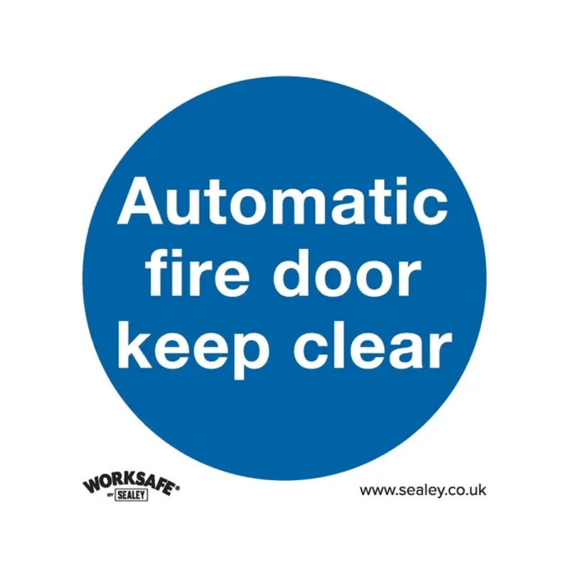 Sealey Mandatory Safety Sign - Automatic Fire Door Keep Clear - Rigid Plastic