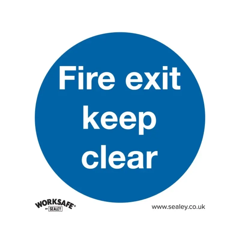 Sealey Mandatory Safety Sign - Fire Exit Keep Clear - Self-Adhesive Vinyl