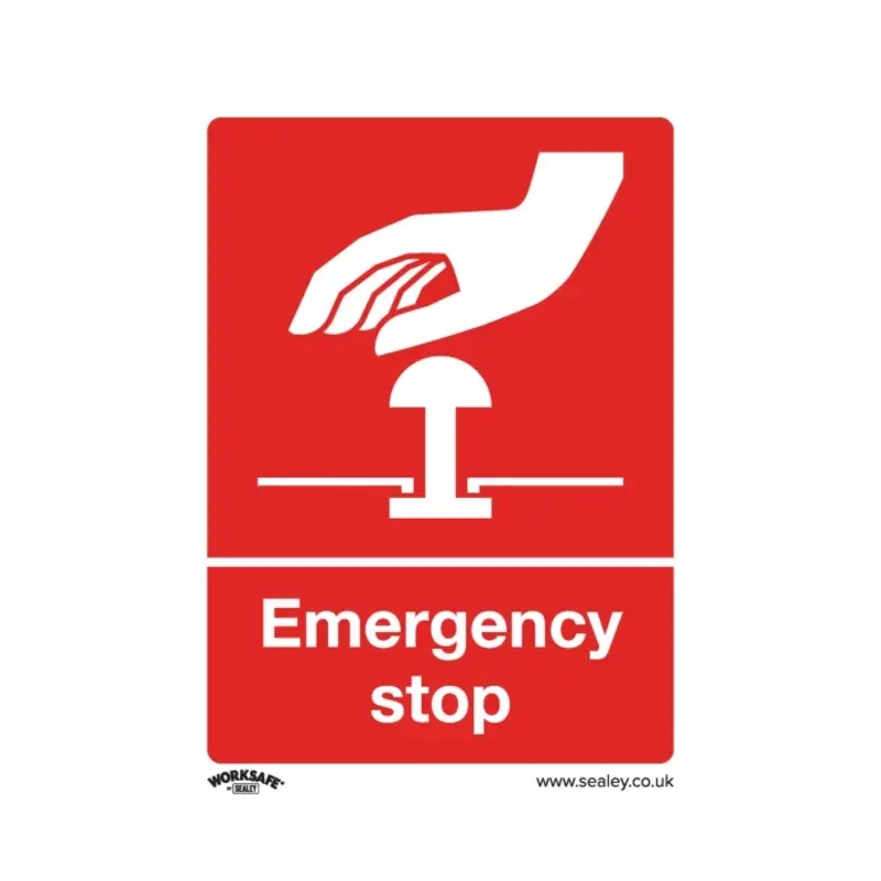 Sealey Safe Conditions Safety Sign - Emergency Stop - Self-Adhesive Vinyl