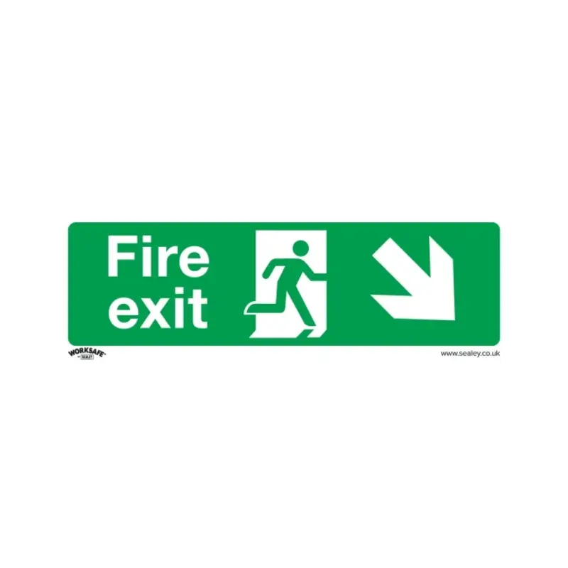 Sealey Safe Conditions Safety Sign - Fire Exit (Down Right) - Rigid Plastic