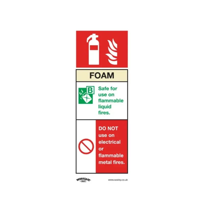 Sealey Safe Conditions Safety Sign - Foam Fire Extinguisher - Rigid Plastic - Pack of 10