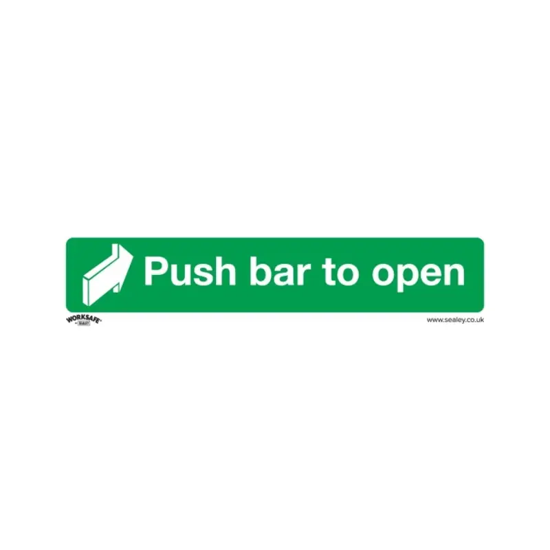 Sealey Safe Conditions Safety Sign - Push Bar To Open - Self-Adhesive Vinyl - Pack of 10