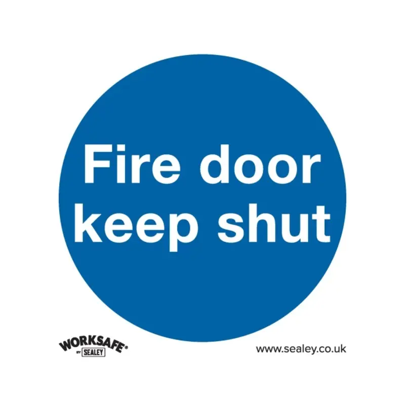 Sealey Mandatory Safety Sign - Fire Door Keep Shut - Rigid Plastic - Pack of 10