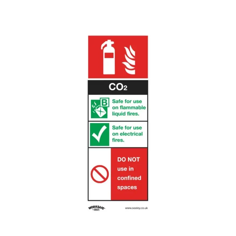 Sealey Safe Conditions Safety Sign - CO2 Fire Extinguisher - Self-Adhesive Vinyl